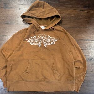 Aeropostale Brown Hoodie with White Graphic #Y2K